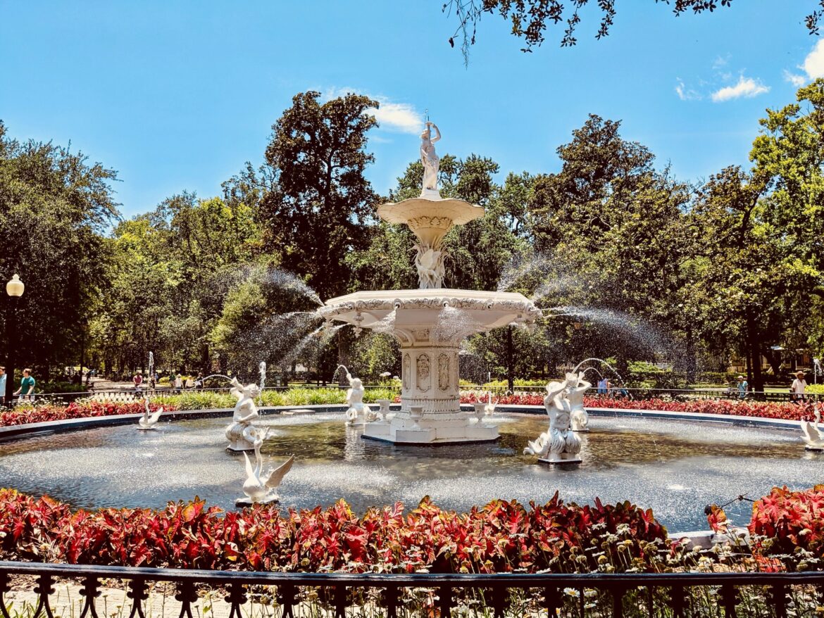 Famous fountain in Savannah's Forsyth Park in the Historic District